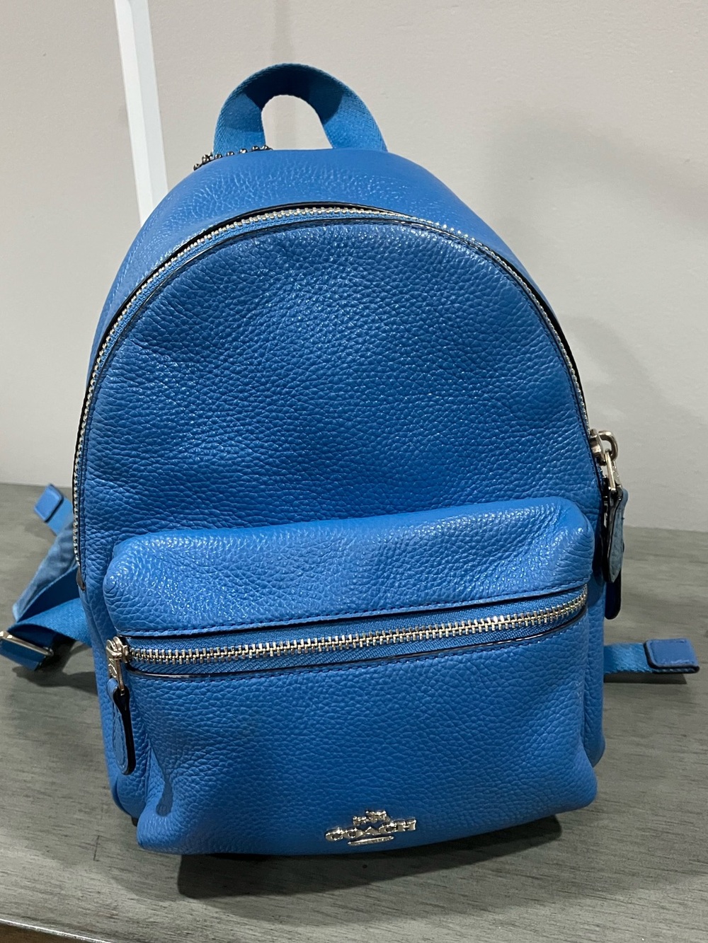 Coach Pebbled Leather Mini Backpack in Cobalt Blue